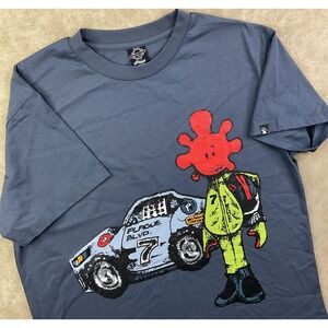 Plague BLVD T-Shirt Graphic Tee Racing Car Short Sleeve Streetwear Men Sz L